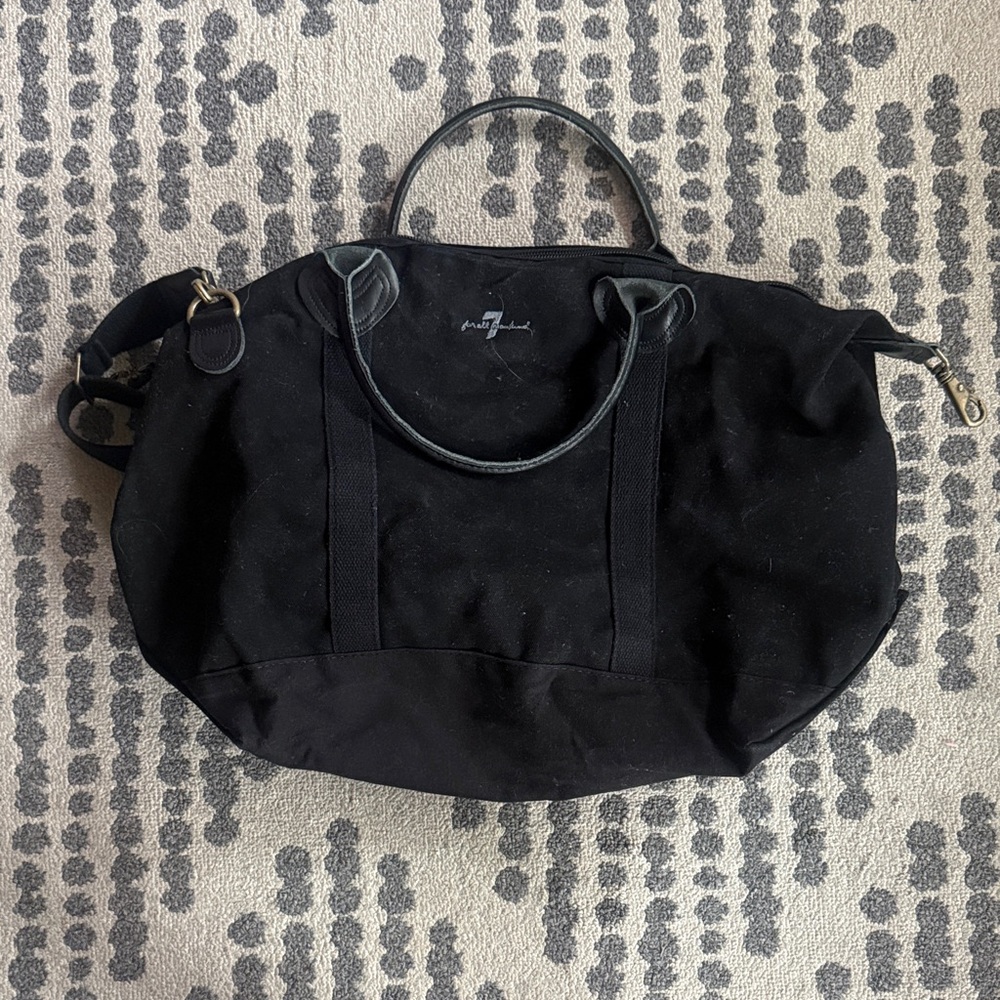 7 For All Mankind Black Canvas Satchel with Removable Strap